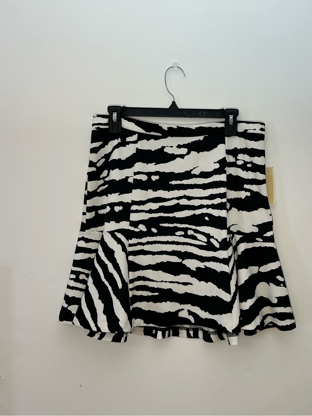 Michael Kors Black and White Zebra Flared Skirt